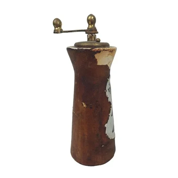 Distressed Leather Salt and Pepper Set Marcello Fantoni Inspired Italy 1960's